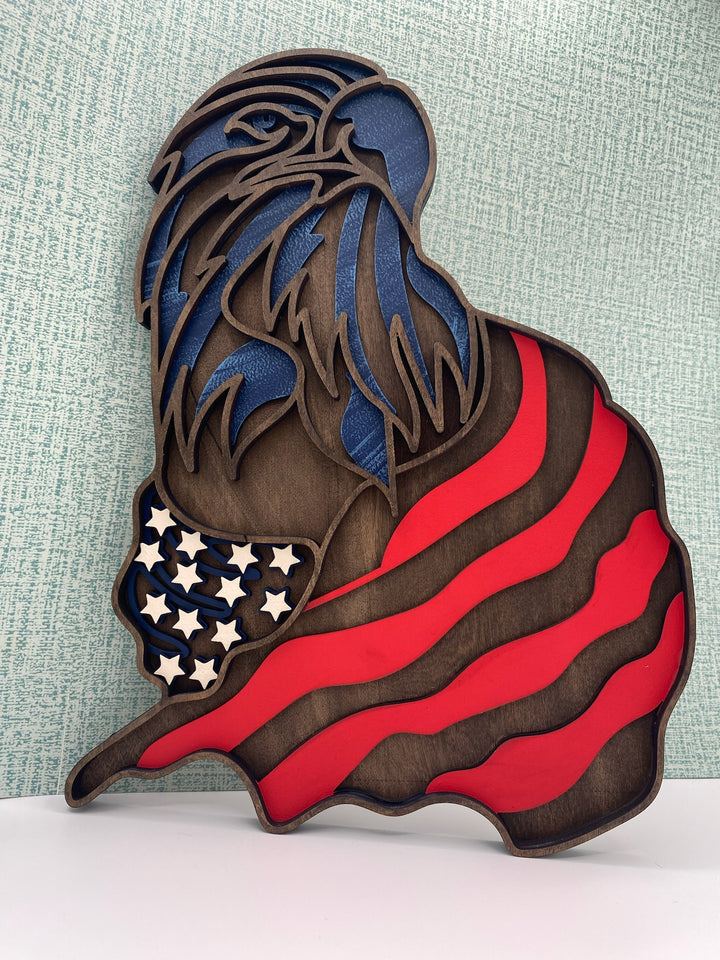 Patriotic Woodcut Eagle Wall Art