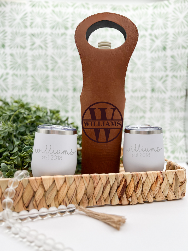 Wine Time Set - Tumblers and Wine Tote  - Personalized Closing Gift Set