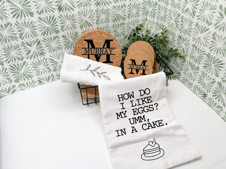 Happy Homecoming Kitchen Trivet, Tea Towels and Coaster