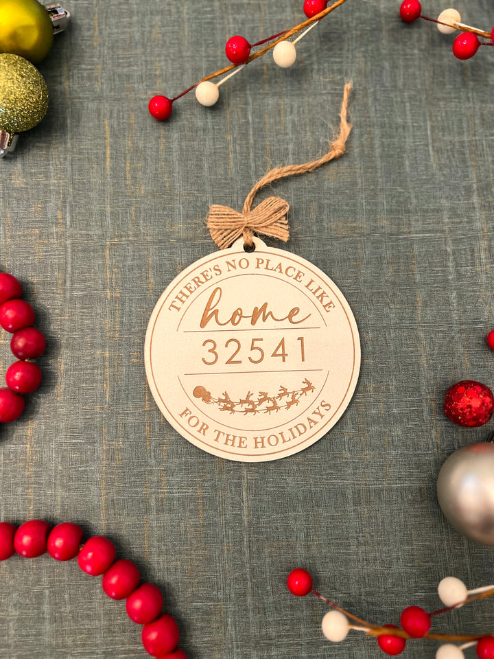 Personalized "There's No Place Like Home for the Holidays" Ornament with Reindeer